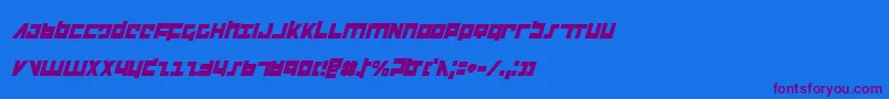 Flightcorpsci-Schriftart – Violette Schriften auf blauem Hintergrund