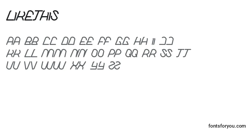 Czcionka LikeThis – alfabet, cyfry, specjalne znaki