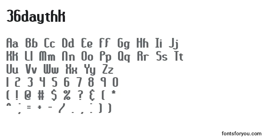 Шрифт 36daythk – алфавит, цифры, специальные символы