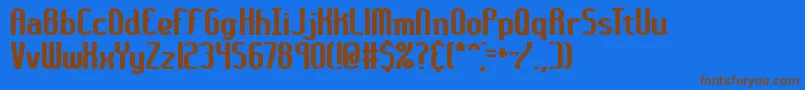 フォント36daythk – 茶色の文字が青い背景にあります。