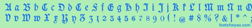 フォントGoeschenGesperrtUnz1a – 青い文字は緑の背景です。