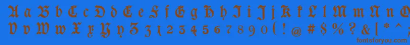 GoeschenGesperrtUnz1a Font – Brown Fonts on Blue Background