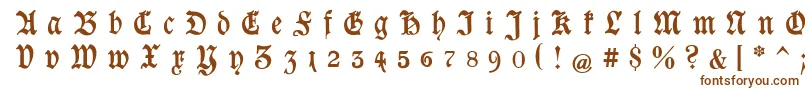 GoeschenGesperrtUnz1a-Schriftart – Braune Schriften auf weißem Hintergrund