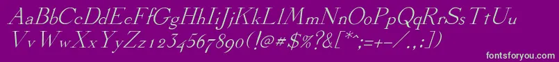 StickeeItalic Font – Green Fonts on Purple Background