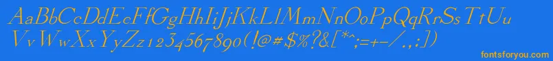 Fonte StickeeItalic – fontes laranjas em um fundo azul