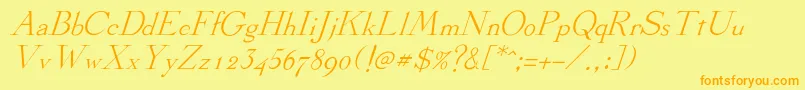 StickeeItalic Font – Orange Fonts on Yellow Background