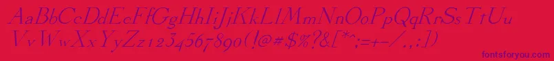 StickeeItalic Font – Purple Fonts on Red Background