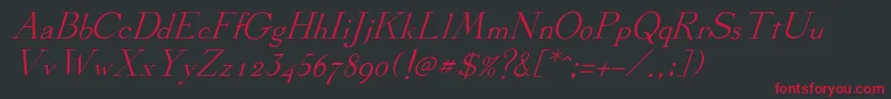 StickeeItalic Font – Red Fonts on Black Background