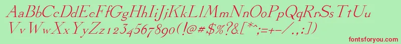 StickeeItalic Font – Red Fonts on Green Background