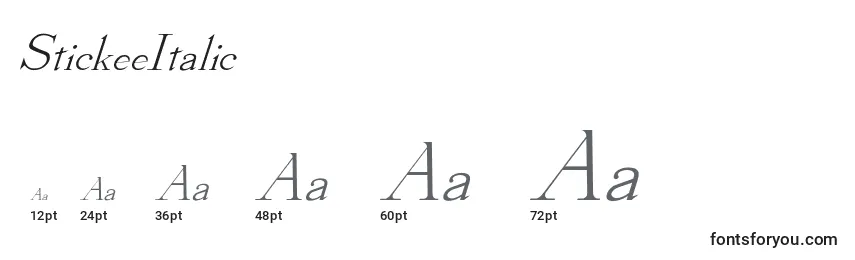 StickeeItalic Font Sizes