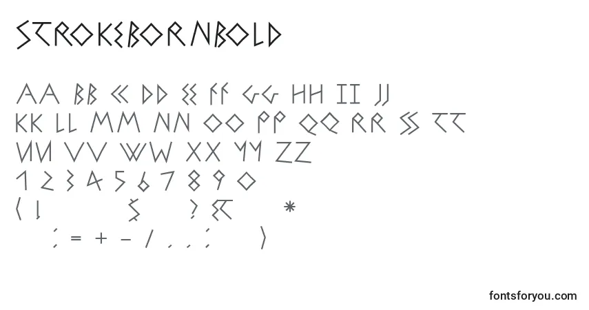 A fonte StrokebornBold – alfabeto, números, caracteres especiais