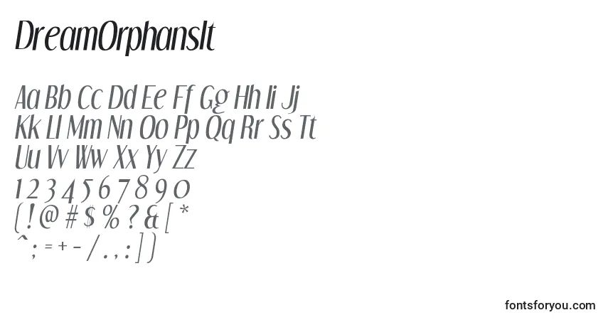 Schriftart DreamOrphansIt – Alphabet, Zahlen, spezielle Symbole
