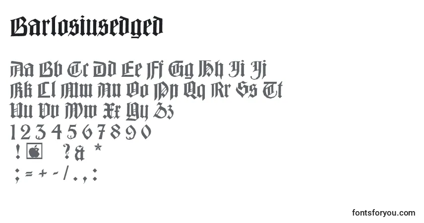 Czcionka Barlosiusedged – alfabet, cyfry, specjalne znaki