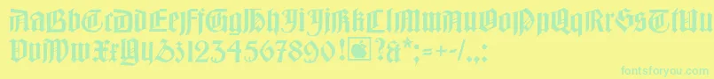 フォントBarlosiusedged – 黄色い背景に緑の文字