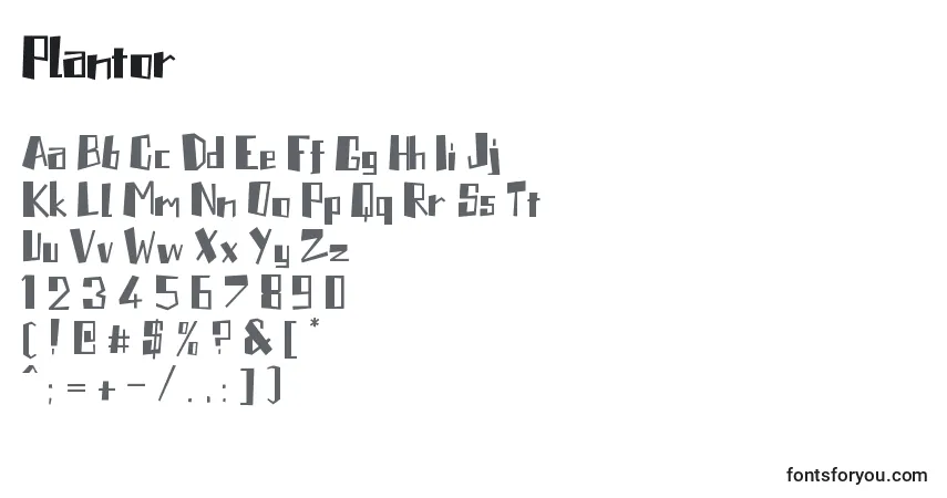 A fonte Plantor – alfabeto, números, caracteres especiais