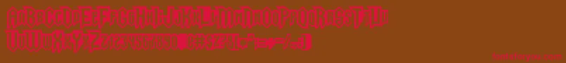 フォントGargoylesNormal – 赤い文字が茶色の背景にあります。