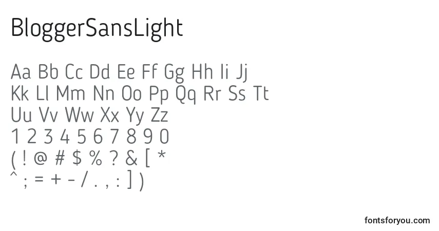 Czcionka BloggerSansLight – alfabet, cyfry, specjalne znaki