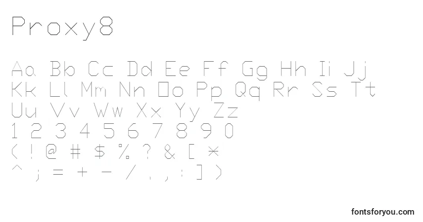 Schriftart Proxy8 – Alphabet, Zahlen, spezielle Symbole