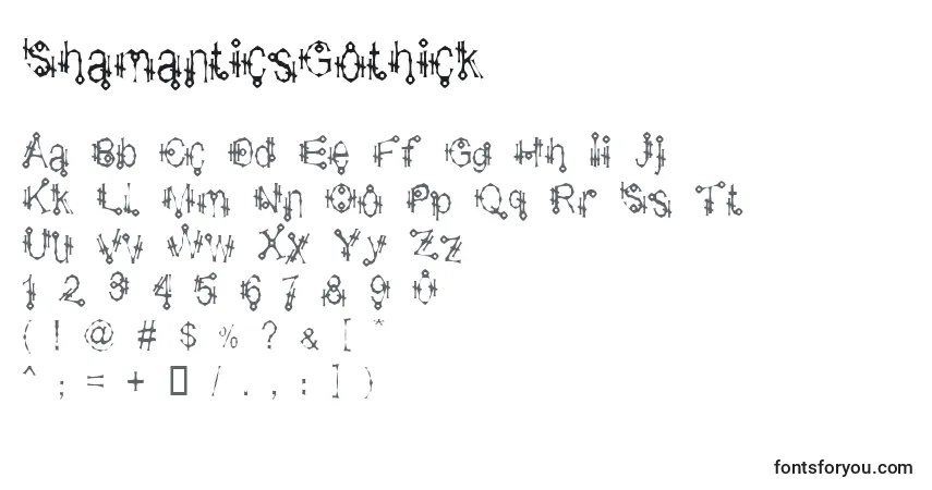 Czcionka ShamanticsGothick – alfabet, cyfry, specjalne znaki