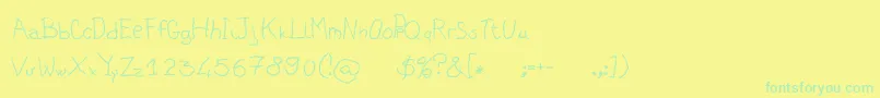 フォントAsilum – 黄色い背景に緑の文字