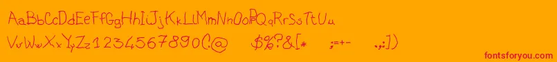 Asilum-Schriftart – Rote Schriften auf orangefarbenem Hintergrund