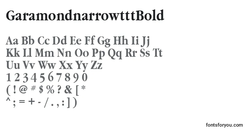 Шрифт GaramondnarrowtttBold – алфавит, цифры, специальные символы