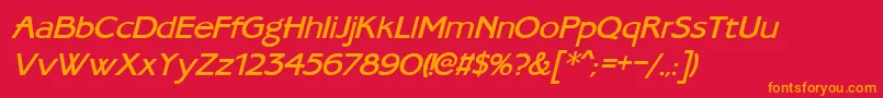UkrainianambassadoretypeItalic Font – Orange Fonts on Red Background