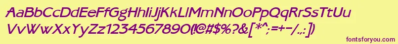 UkrainianambassadoretypeItalic Font – Purple Fonts on Yellow Background