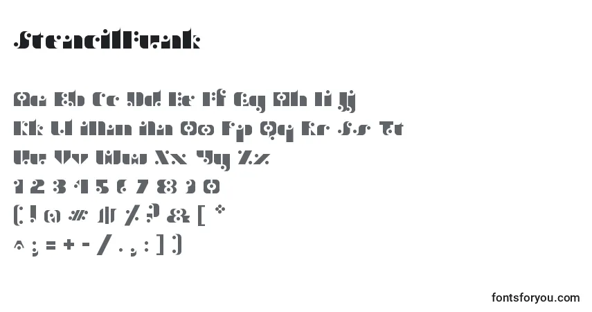 A fonte StencilFunk – alfabeto, números, caracteres especiais