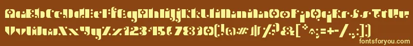 StencilFunk-fontti – keltaiset fontit ruskealla taustalla