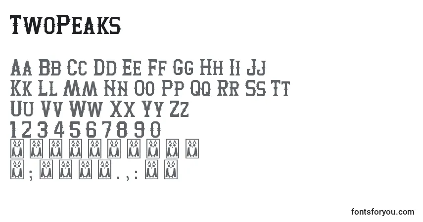 A fonte TwoPeaks – alfabeto, números, caracteres especiais