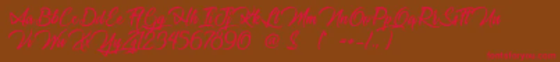 JourneyToThailand-Schriftart – Rote Schriften auf braunem Hintergrund