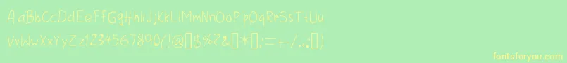 ThreeDots1-Schriftart – Gelbe Schriften auf grünem Hintergrund