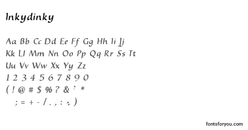 A fonte Inkydinky – alfabeto, números, caracteres especiais