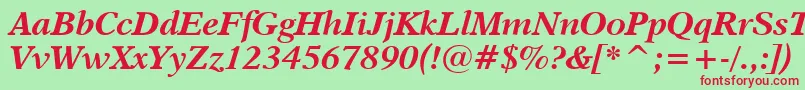 Dutch823BoldItalicBt Font – Red Fonts on Green Background