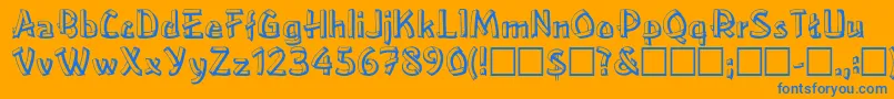 LowerEastsideRegular-Schriftart – Blaue Schriften auf orangefarbenem Hintergrund