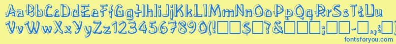 LowerEastsideRegular Font – Blue Fonts on Yellow Background