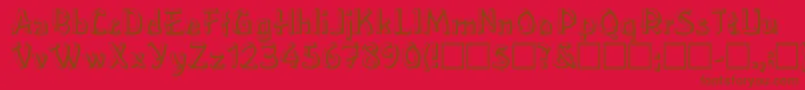 LowerEastsideRegular-Schriftart – Braune Schriften auf rotem Hintergrund
