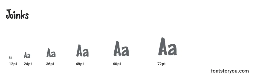 Joinks Font Sizes