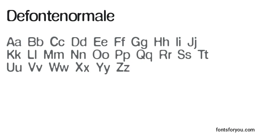 A fonte Defontenormale – alfabeto, números, caracteres especiais