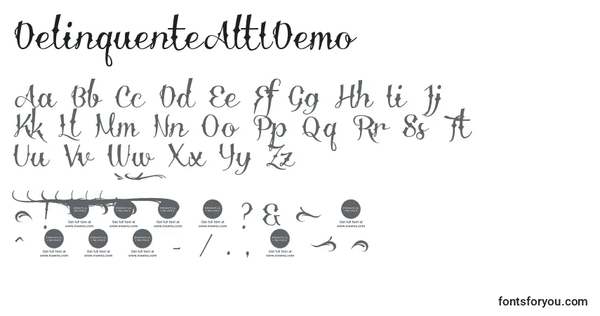 DelinquenteAltIDemo Font – alphabet, numbers, special characters