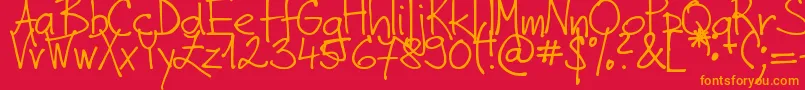 DjbZoraPrints Font – Orange Fonts on Red Background
