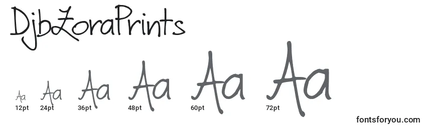 Размеры шрифта DjbZoraPrints