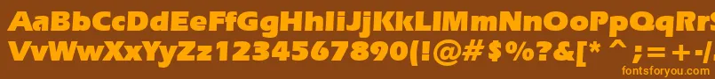 Weitere Informationen zur ErasUltraBt-Schriftart ErasUltraBt-Schriftart – Orangefarbene Schriften auf braunem Hintergrund