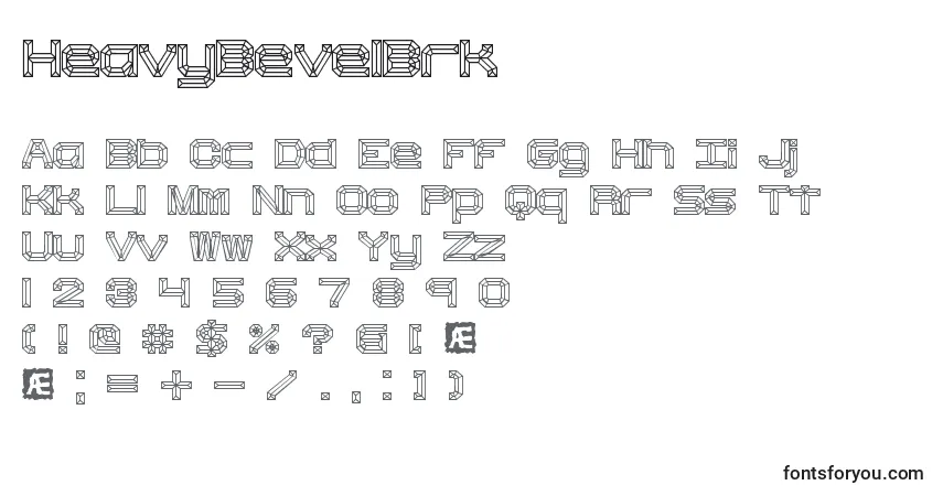 Czcionka HeavyBevelBrk – alfabet, cyfry, specjalne znaki