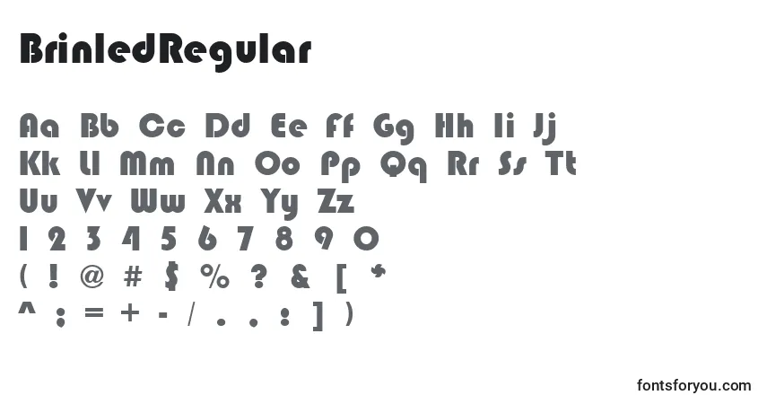 A fonte BrinledRegular – alfabeto, números, caracteres especiais