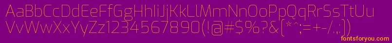 ExoThin-Schriftart – Orangefarbene Schriften auf violettem Hintergrund