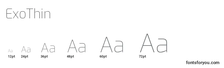 ExoThin Font Sizes