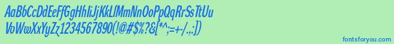 DynagrotesklxcBolditalic Font – Blue Fonts on Green Background