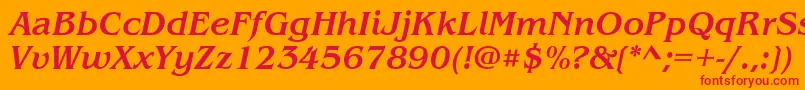 ItcBenguiatMediumItalic Font – Red Fonts on Orange Background